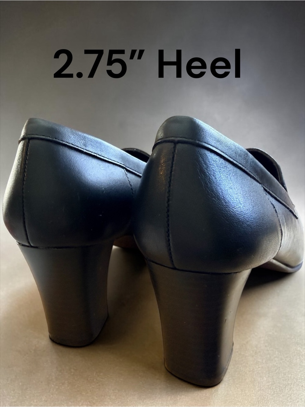 Croft & Barrow Black Genuine Leather Heeled Loafers Pumps Classic Career Shoes - Picture 5 of 9